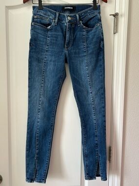 Express Slim Legging Mid Rise Jeans Front Seam Ankle Slit Split Jegging